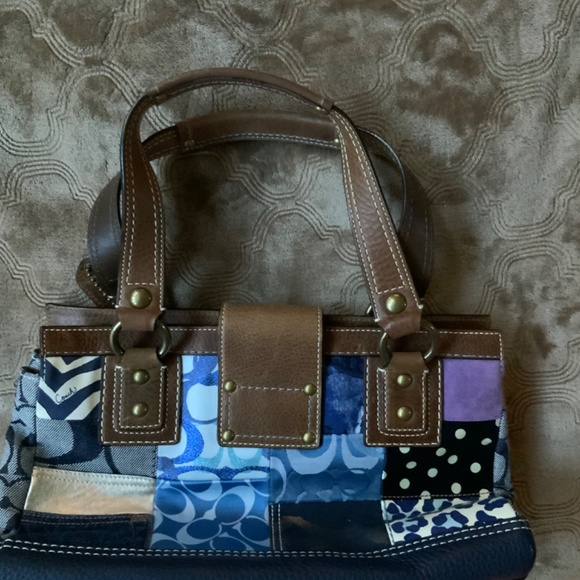 Coach large leather & multimedia, multicolor patchwork bag - Picture 3 of 8